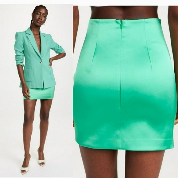 Sergio Hudson Green Satin Mini Skirt - Picture 12 of 12